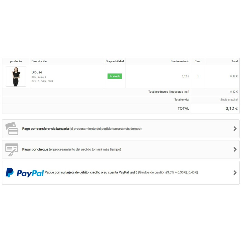 Module de paiement Paypal avec supplément pour Prestashop 1.6