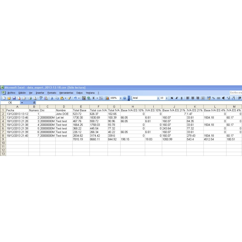list of invoices in excel. megapdf module