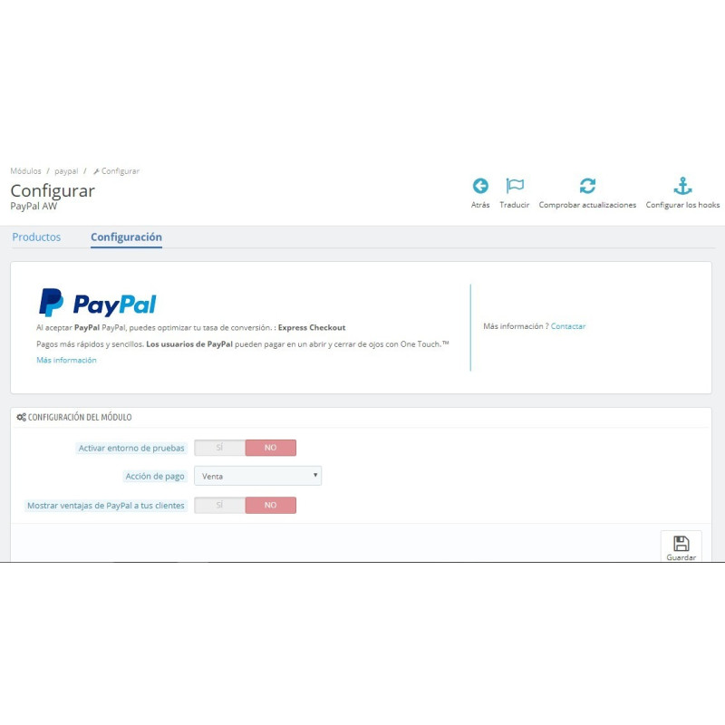 Configuracion modulo de pago Paypal con recargo para Prestashop 1.7