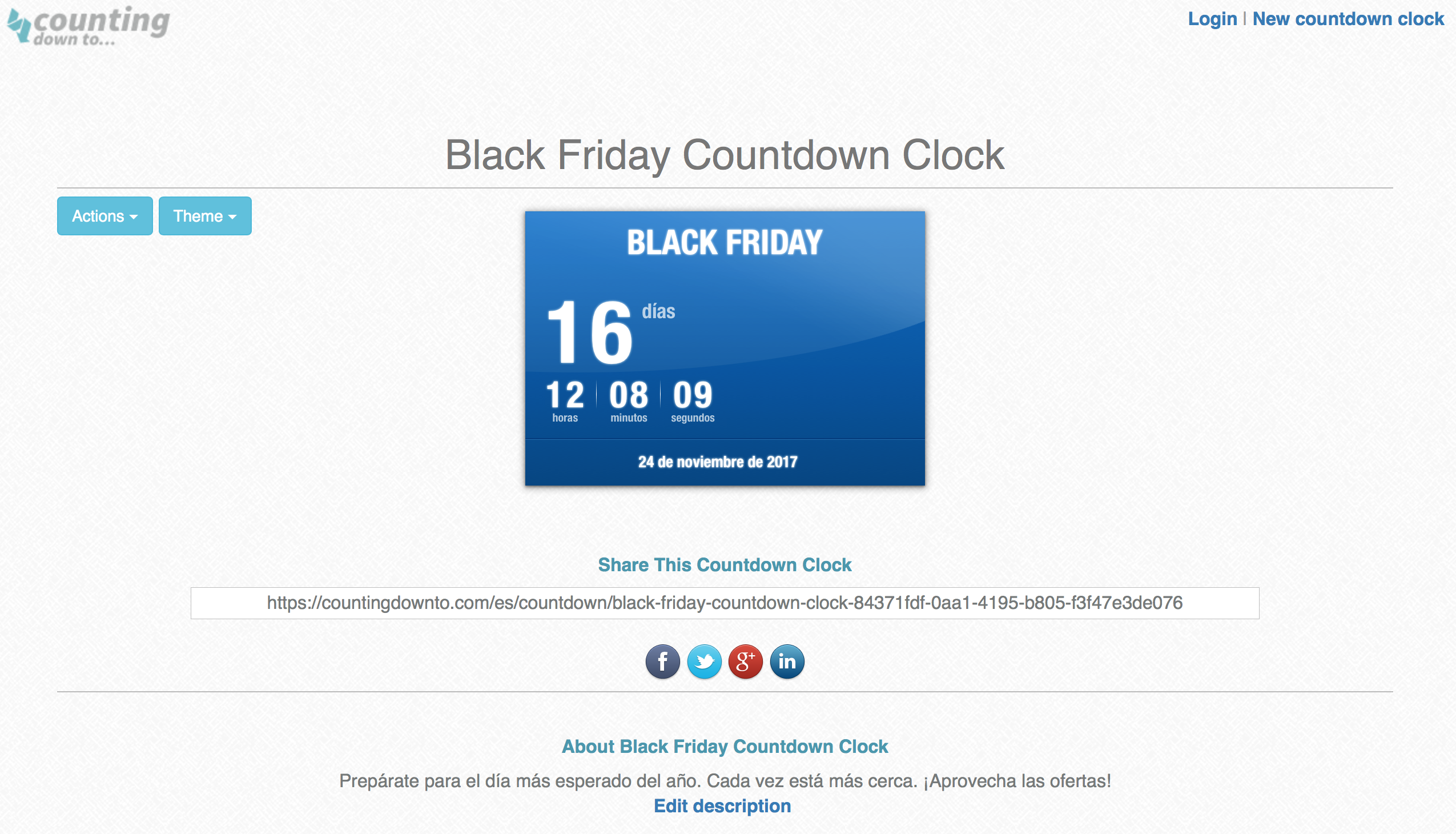 Fügt die Url von Countdown auf Ihrer Webseite generiert