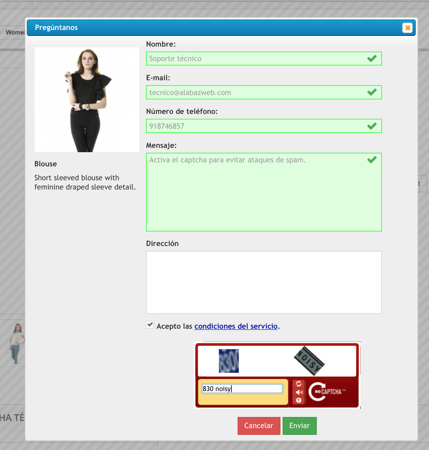 added form with megaask which includes captcha